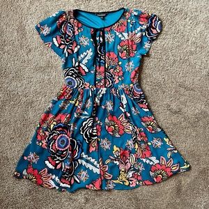 Express Colorful Teal Floral Dress